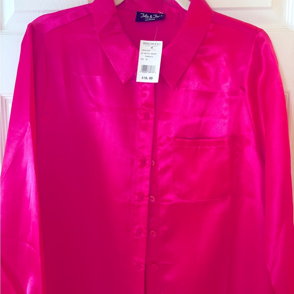 Jolie & Joy Fuschia Satin Shirt (XL)